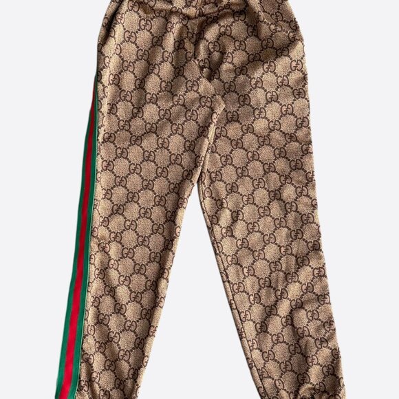 Gucci Tan Monogram Striped Track Pants - Picture 2 of 8